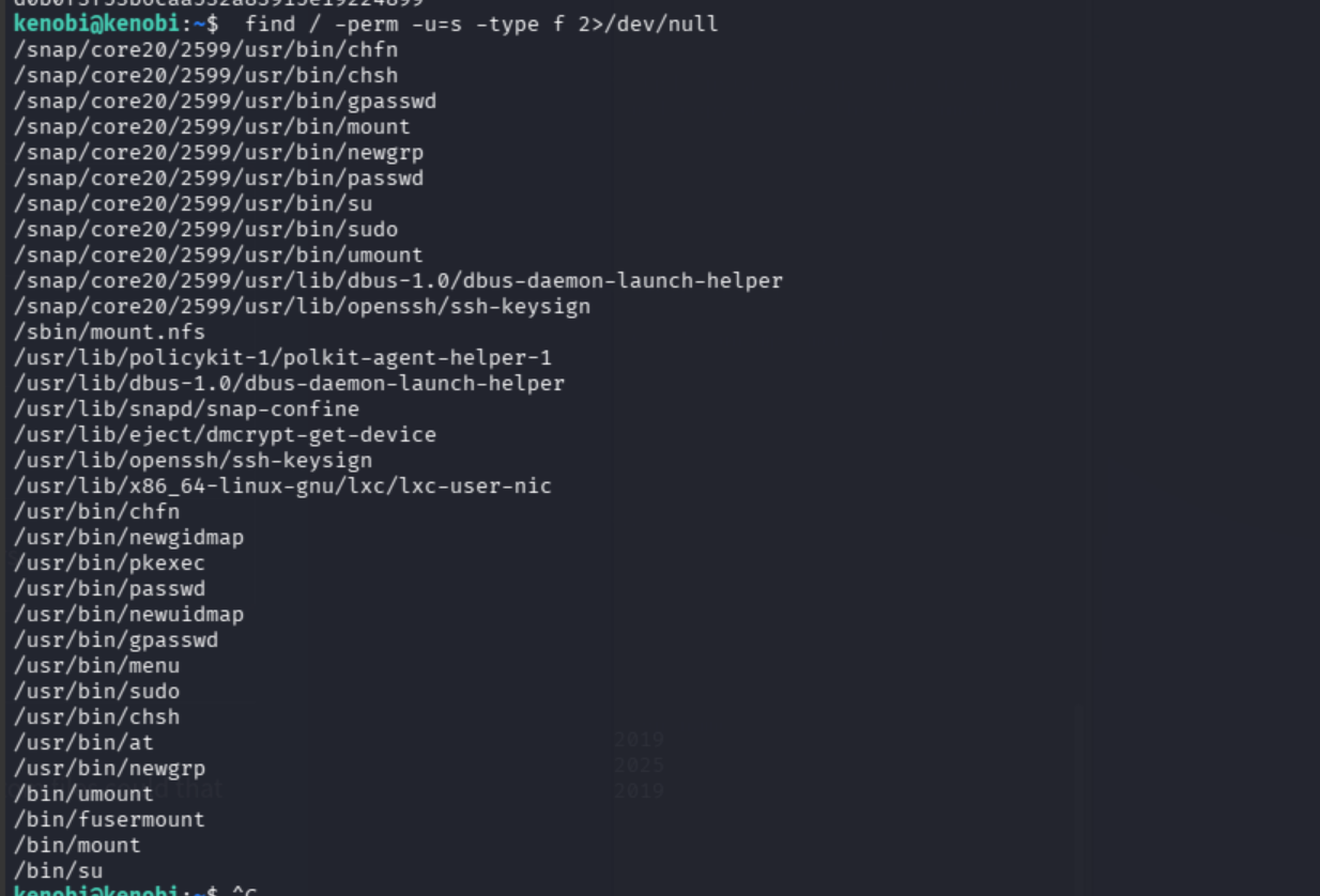 find SUID results with /usr/bin/menu as the odd duck